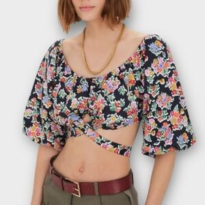 For Love & Lemons Floral Strappy Cropped Top – Size M (NWOT)